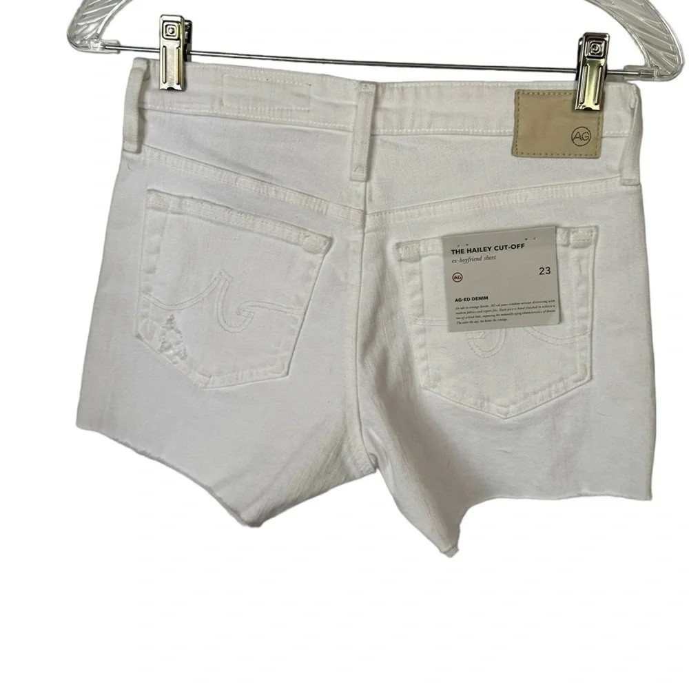 AG Adriano Goldschmied Hailey Cutoff Ex-Boyfriend White Denim Jean Shorts 23 NWT